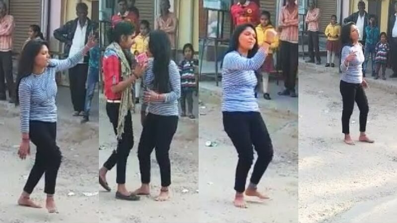 Drunk girl dancing in public
