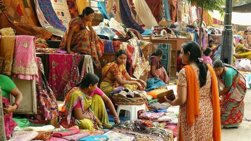 Gujrati women bargaining in the market