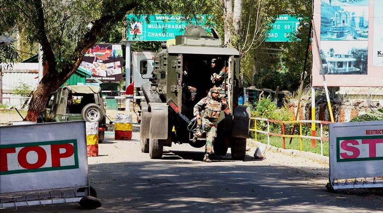 Uri: Army personnel in action inside the Army Brigade camp during a terror attack in Uri,viral video Jammu and Kashmir on Sunday. PTI Photo   (PTI9_18_2016_000084B)