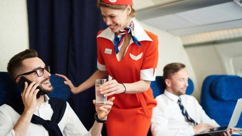 Flight Attendent Water Passengers