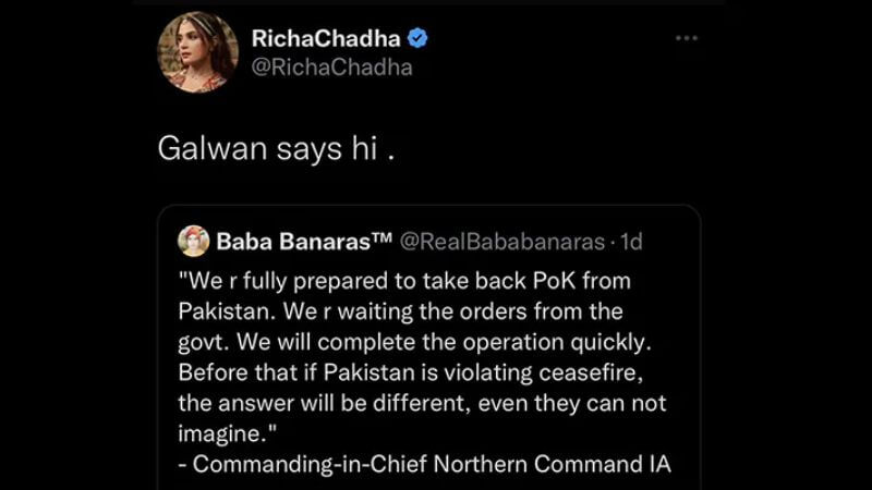 Richa Chadha Trolled Galwan Says Hi