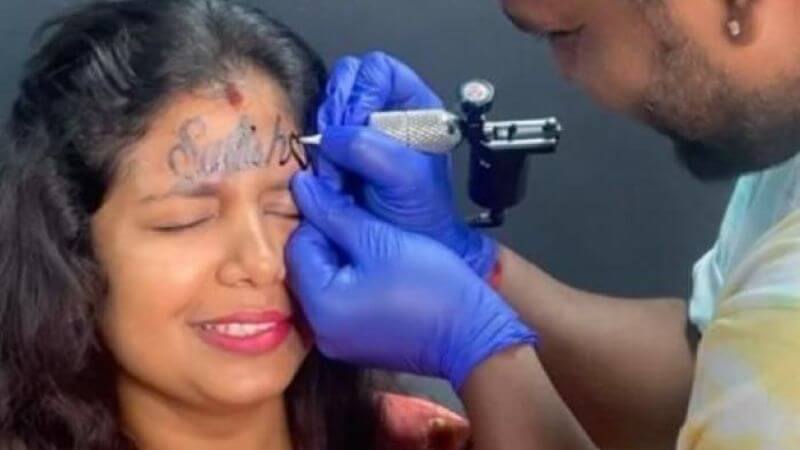 Bangalore Woman Tattooed Husband's Name