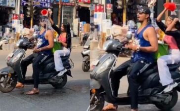 Couple Takes Bath While Riding Ulhasnagar Viral Video