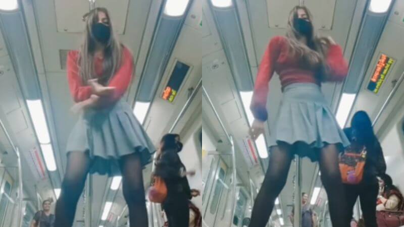 Girl Dancing In Delhi Metro