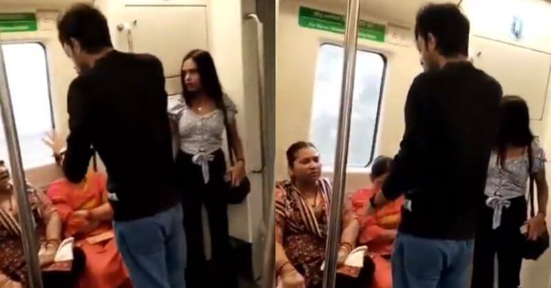 Delhi Metro Fight Couple Aunties