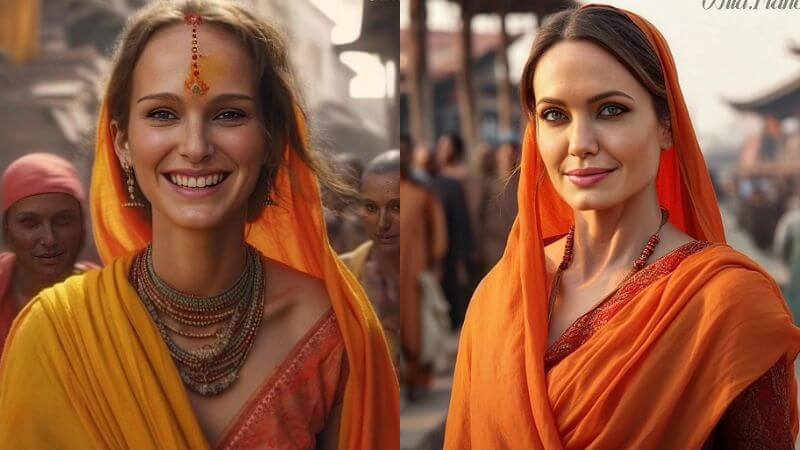 Hollywood Actresses Dressed As Indian Monks