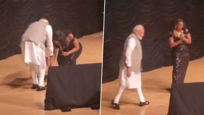 Mary Millben Touches PM Modi's Feet