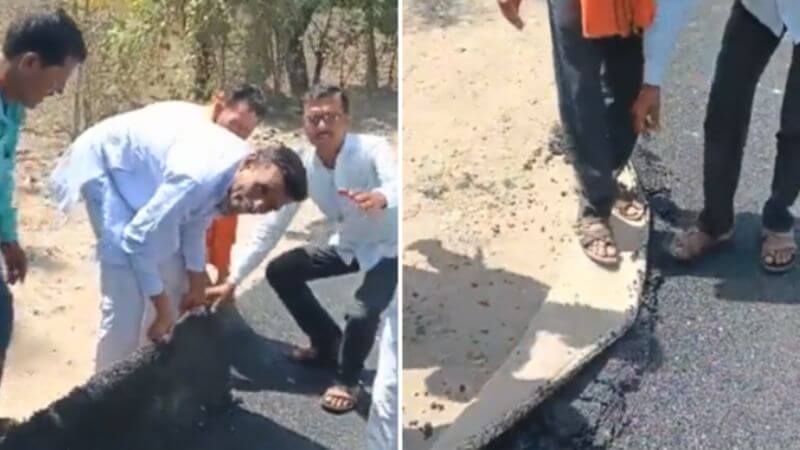 Villagers Lift Road With Bare Hands