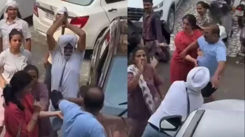 Elderly Man Beats Neighbour With Stick in viral video