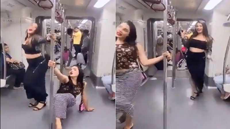 Pole Dance In Delhi Metro