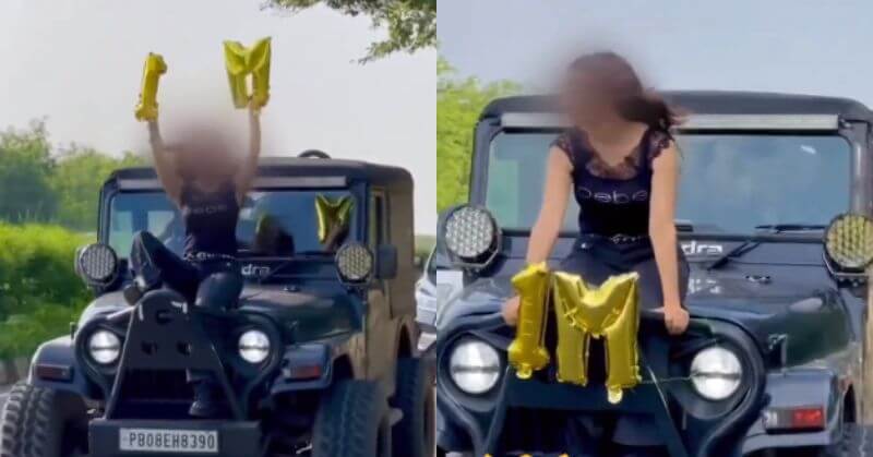 Woman Shot Video By Sitting On Bonnet Hoshiyarpur