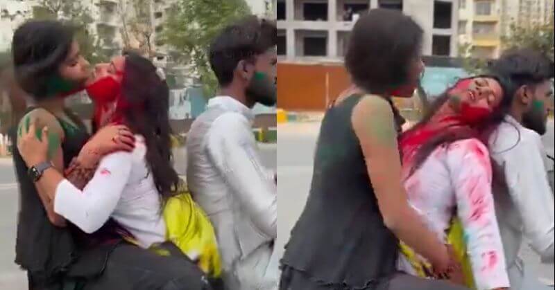 Seductive Holi On Scooter