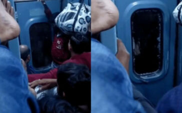 Angry Passenger Breaks AC Coach Door Train
