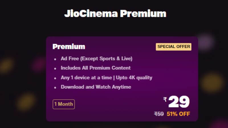 JioCinema Premium Plans