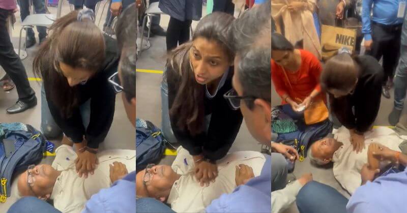 Lady Doctor Saved Elderly Man At Delhi Airport