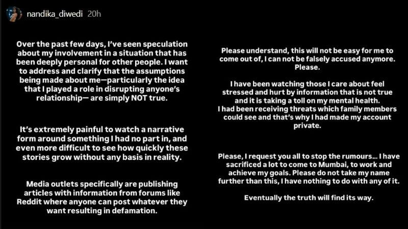 Nandika Dwivedi IG Post