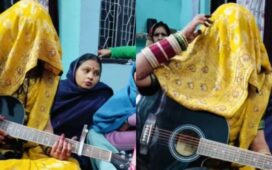 Bride Playing Guitar In Ghoonghat