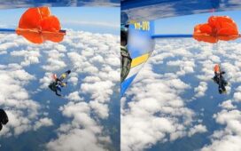 Skydiver Parachute Snags Australia Video