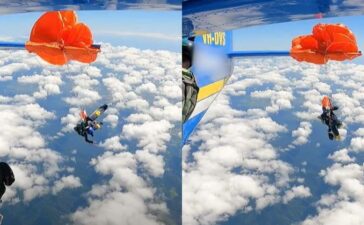 Skydiver Parachute Snags Australia Video