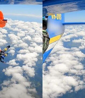 Skydiver Parachute Snags Australia Video