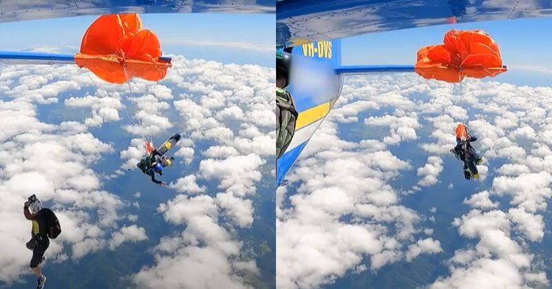 Skydiver Parachute Snags Australia Video