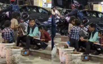 Man Teaching Homeless Kids On Delhi Footpath