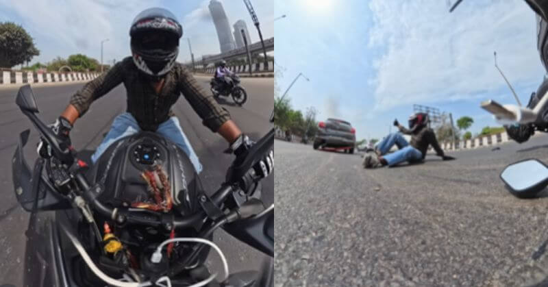 Biker Thumbs Up After Accident