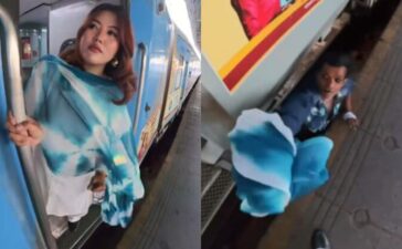 Indian Man Jumps Railway Track Retrieve Indonesian Woman Dupatta