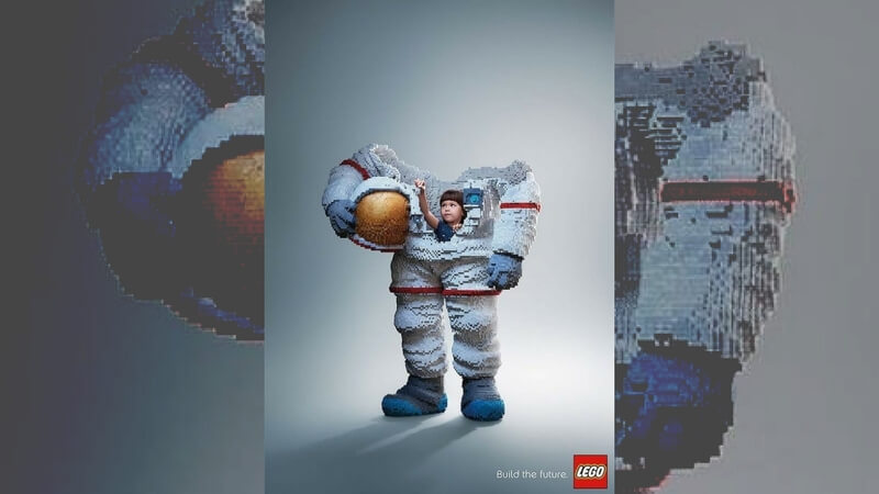 Lego Advertisement with a lego astronaut