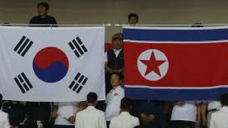 North and South Korean Flags Winter Olympics