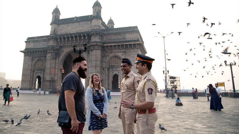 Mumbai police talking to foreigners