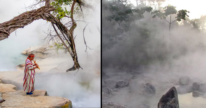 This river is so hot that you can cook