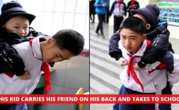 Boy Carries Disabled Friend To School