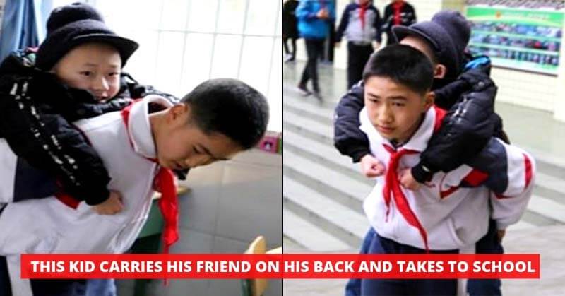 Boy Carries Disabled Friend To School