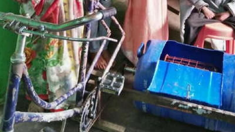 Cycle washing machine made by school boy