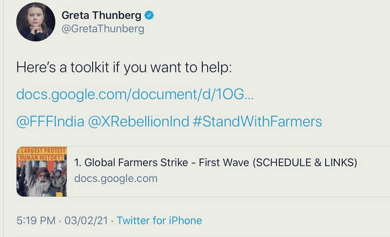 Greta Thunberg Tweet Deleted