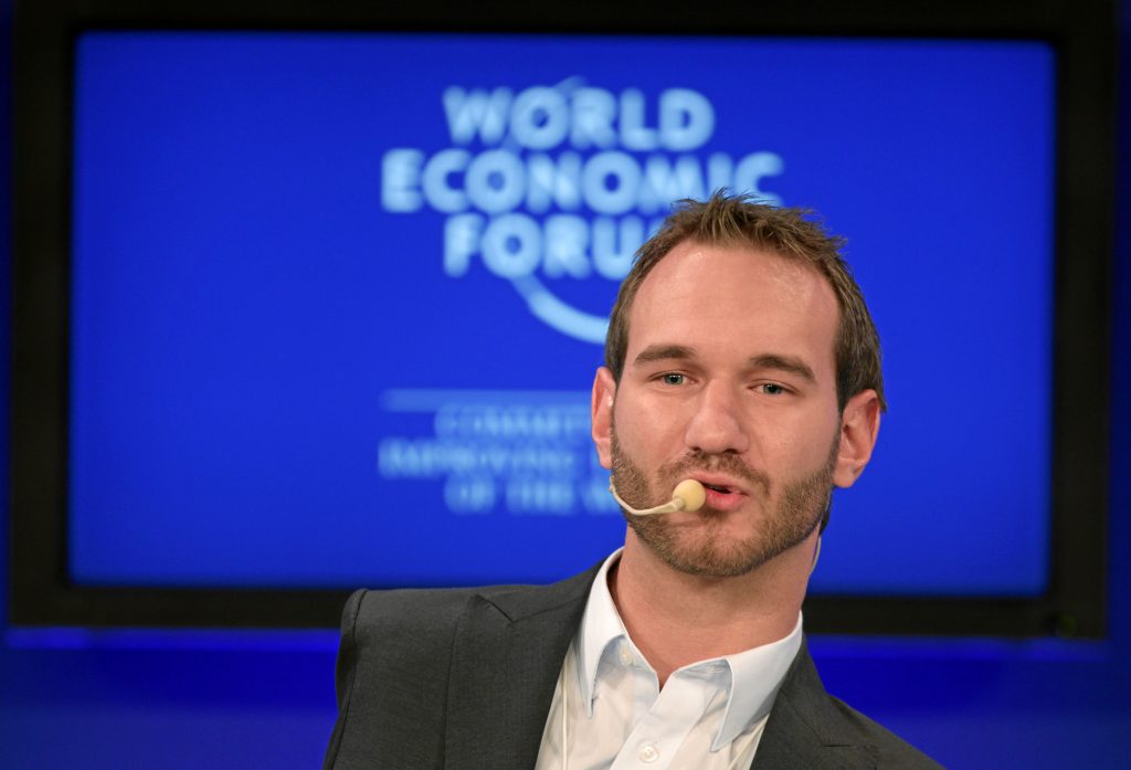DAVOS/SWITZERLAND, 30JAN11 -  Nick Vujicic, Founder and President, Life Without Limbs, USA is captured during the session 'Inspired for a Lifetime' at the Annual Meeting 2011 of the World Economic Forum in Davos, Switzerland, January 30, 2011. Copyright by World Economic Forum swiss-image.ch/Photo by Sebastian Derungs