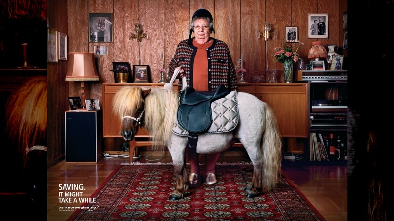Pony advertisement for a Norwegian bank