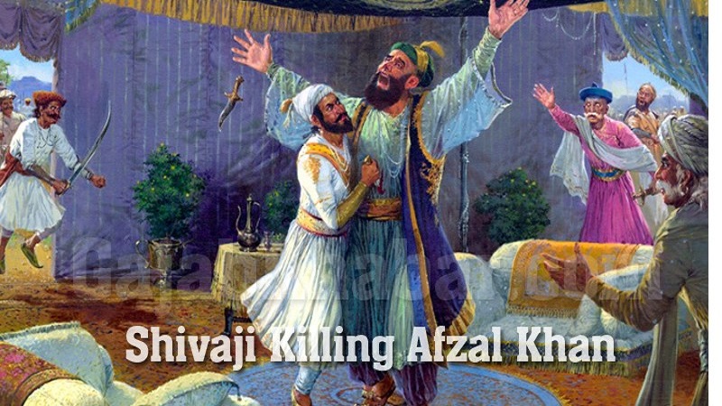 Shivaji-Maharaj-Killing-Afzal-Khan-of-Adilshahi-Sultnate