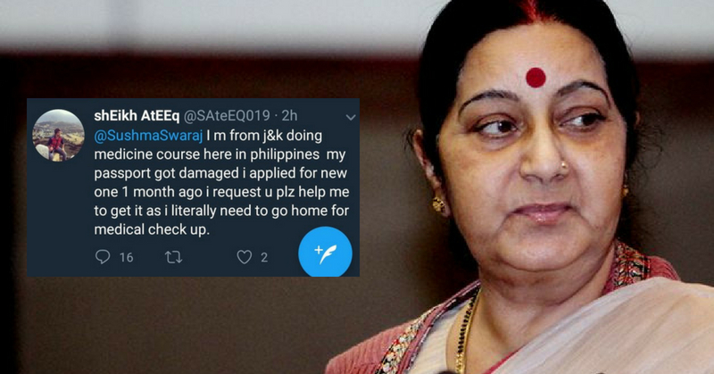 Student Approaches Sushma Swaraj On Twitter