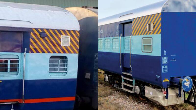 White Yellow Stripes On Indian Train