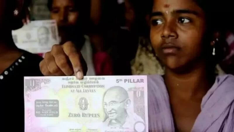 Zero Rupee Notes In India