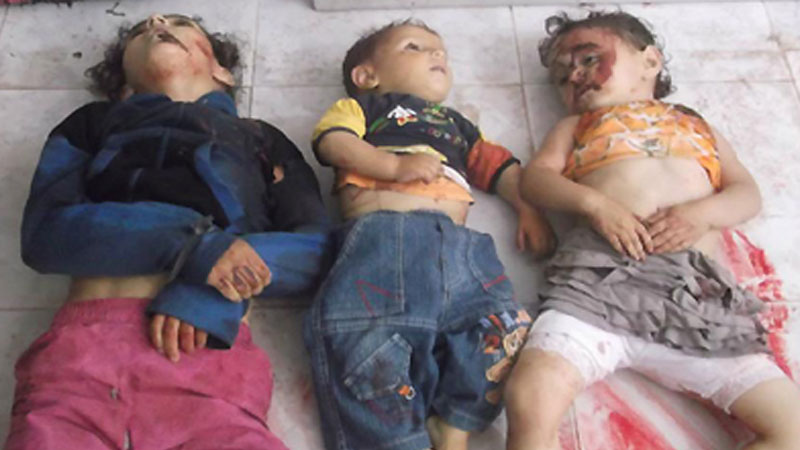 children lay dead in syria
