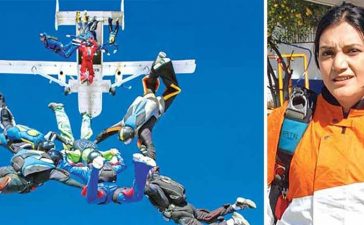 Woman Skydiving In Saree In Pune