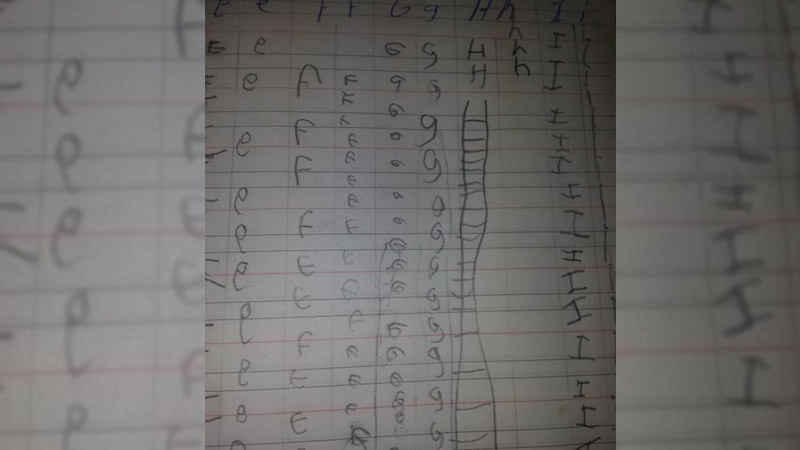 My lazy little brother found a quicker way to learn English letters
