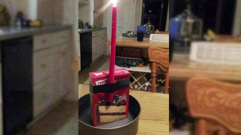 Why bake a cake if you can just attach a candle to the box?
