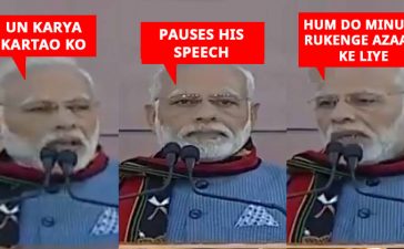 PM Modi pauses while speech